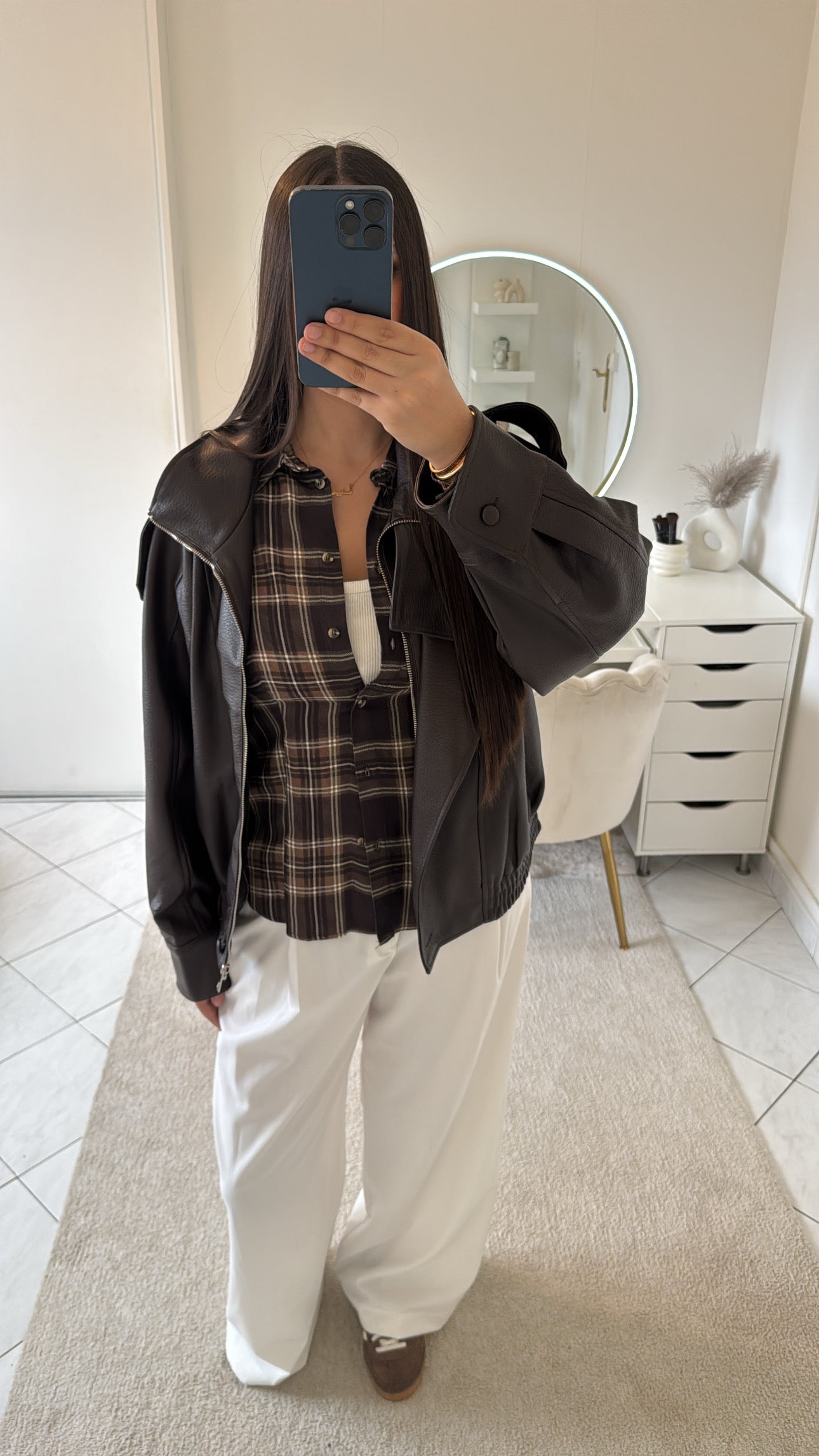 Veste en cuir marron