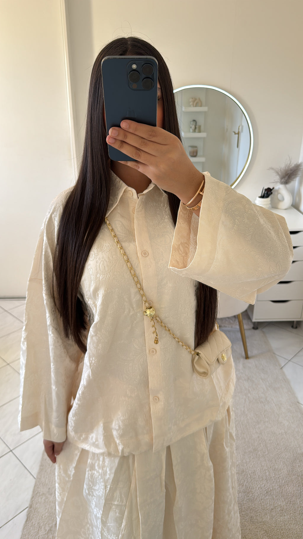 Ensemble melya beige (chemise+jupe)