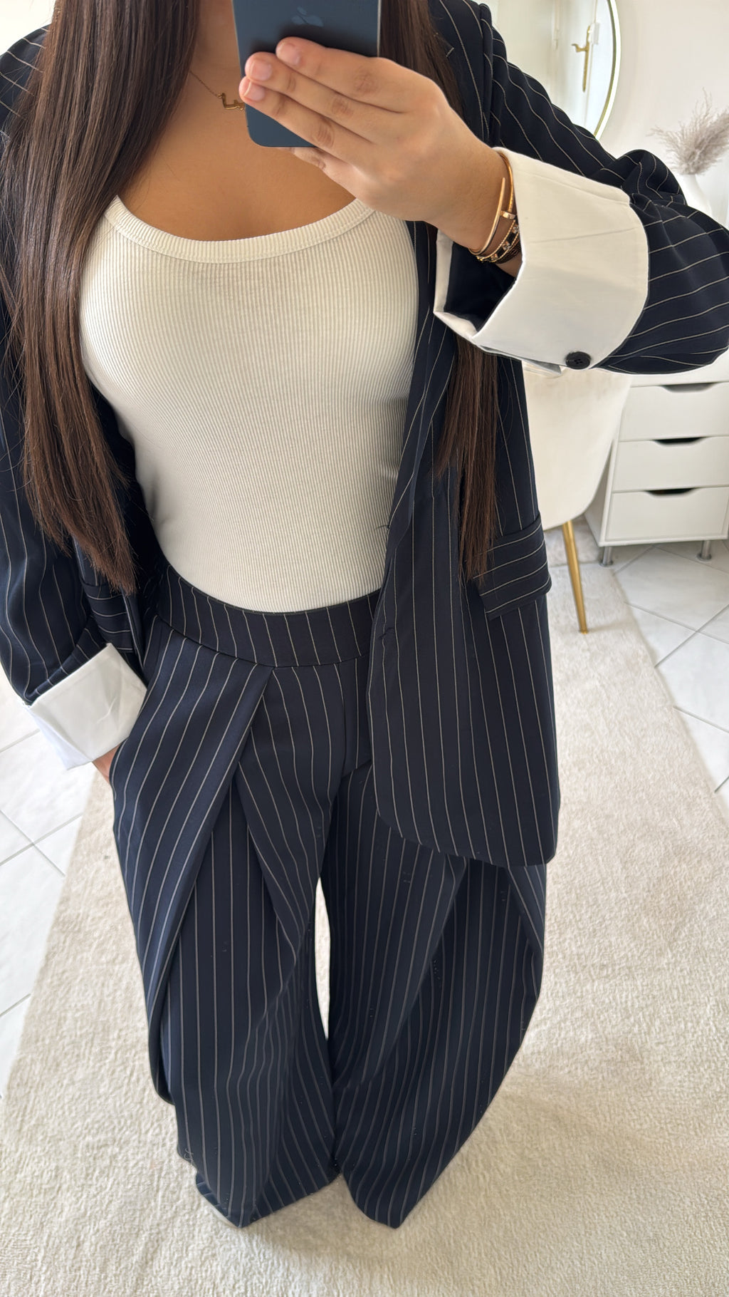 Ensemble à rayure bleu marine