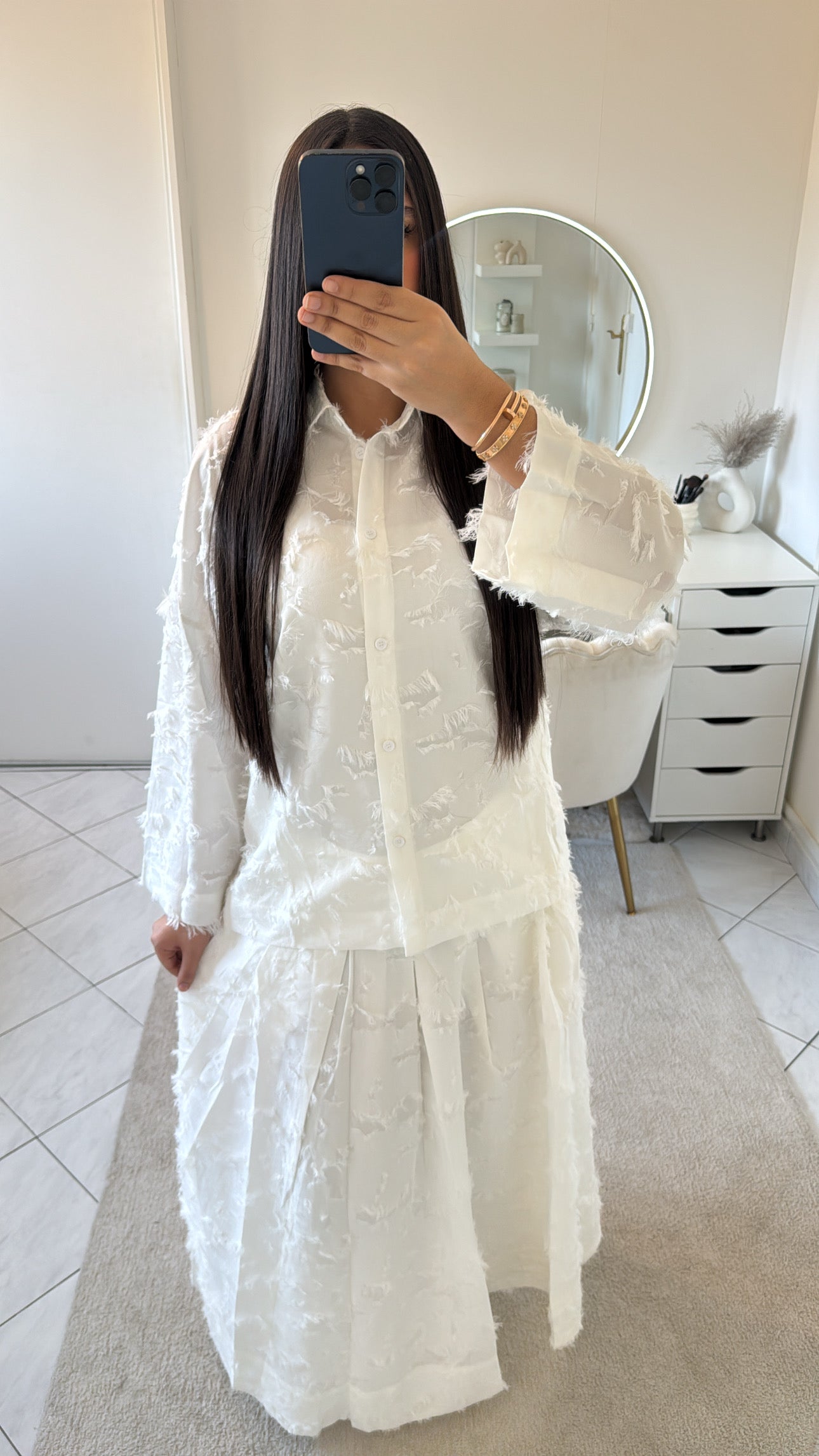 Ensemble lana blanc (chemise+jupe)
