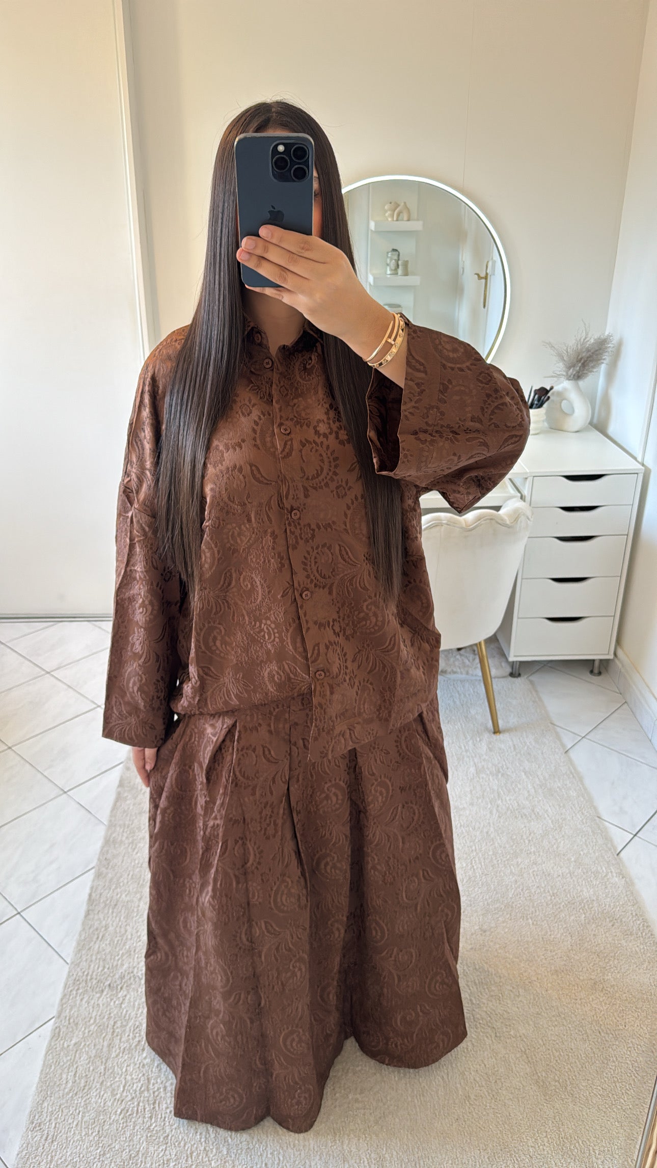 Ensemble melya choco (chemise+jupe)