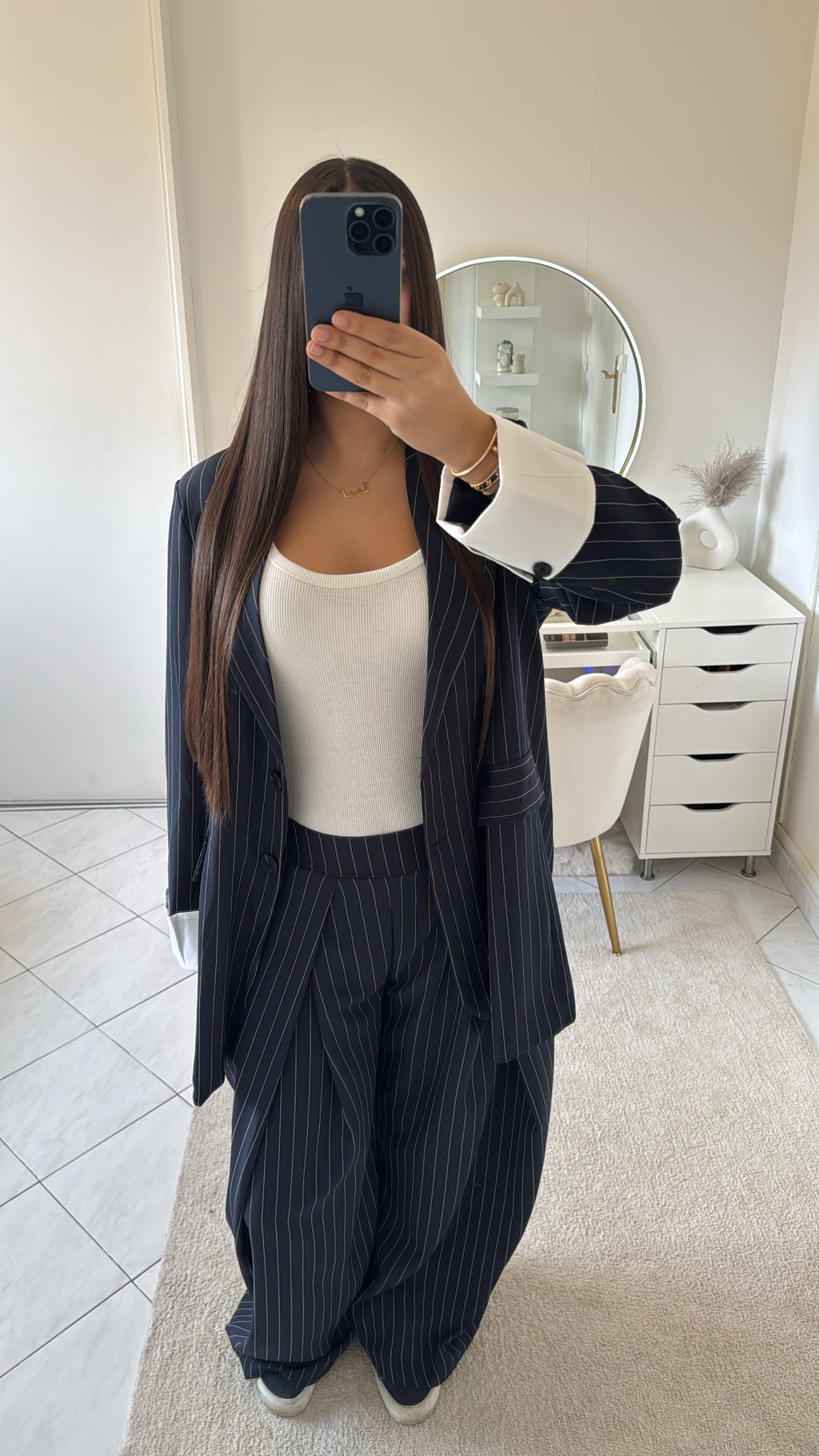 Ensemble à rayure bleu marine