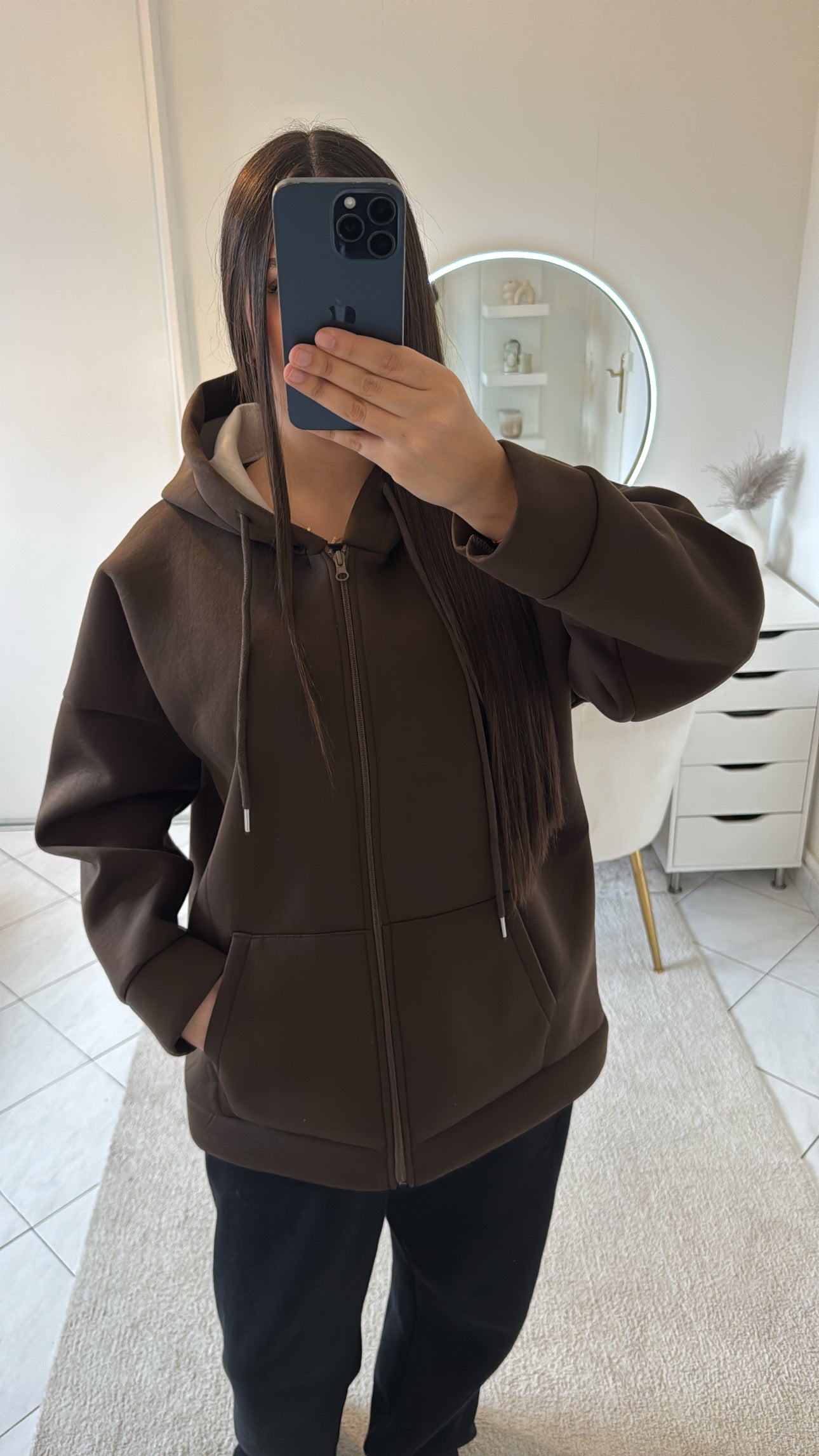Gilet à capuche marron