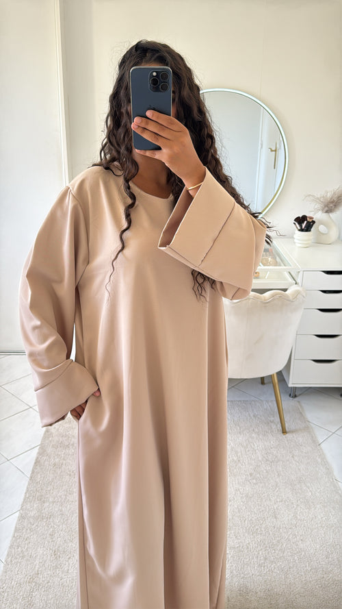 Abaya à poche beige