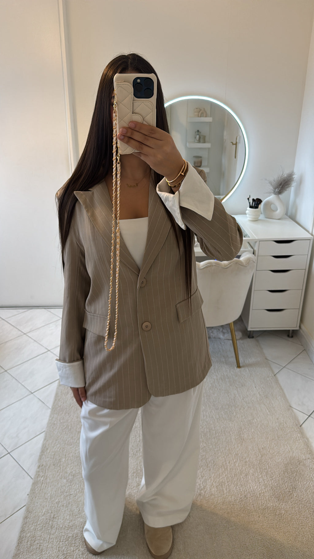 Blazer à rayure beige