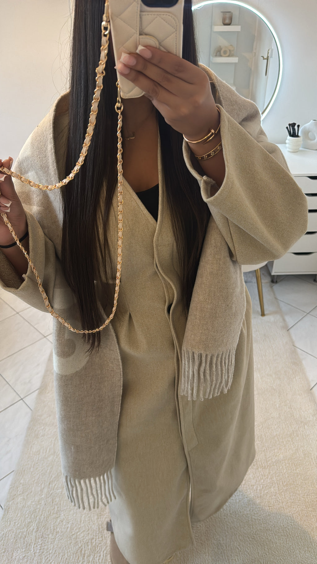 Manteau long cintré beige