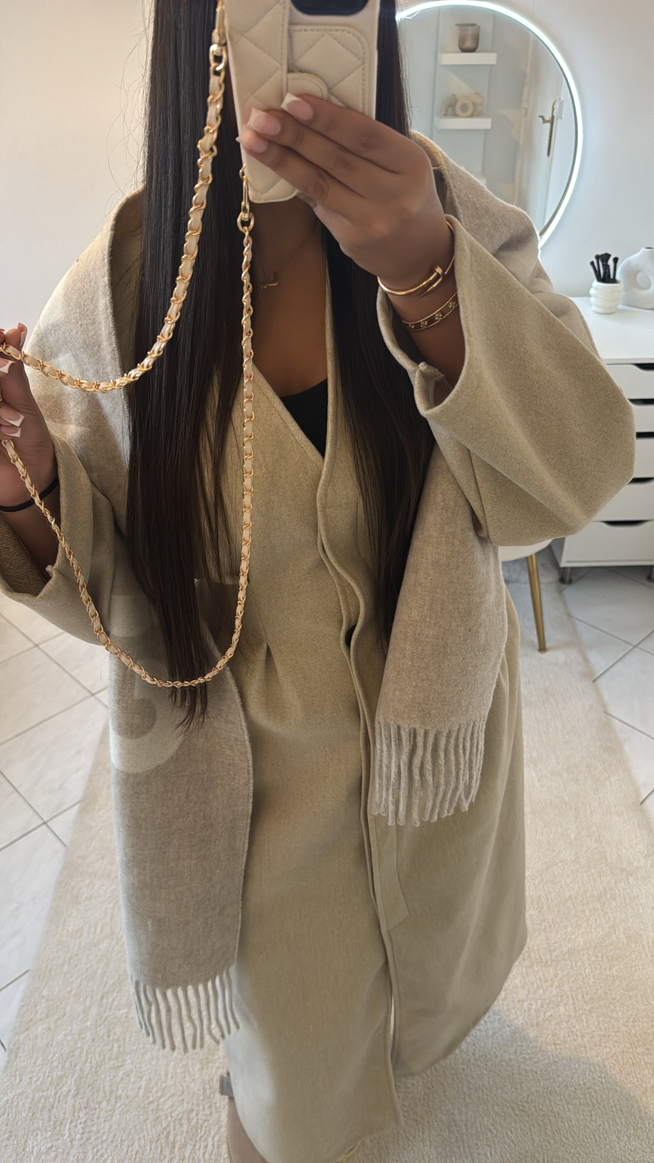 Manteau long cintré beige