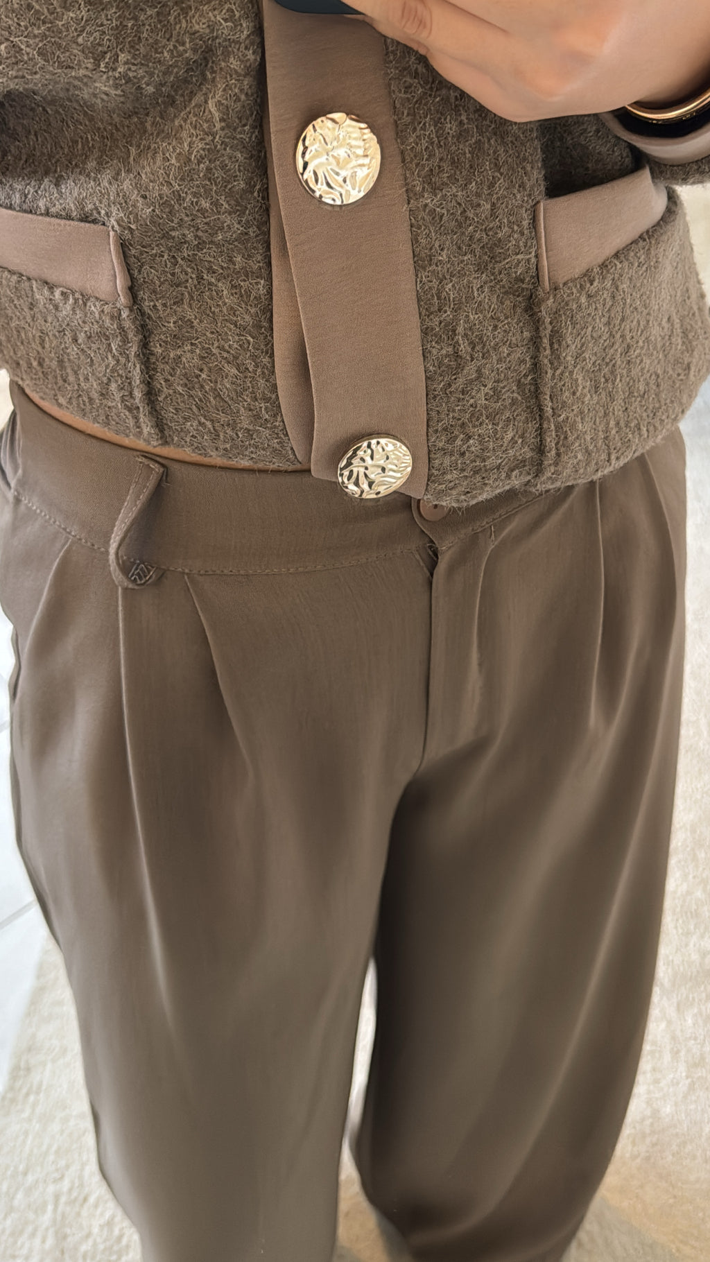 Pantalon à pince fluide taupe
