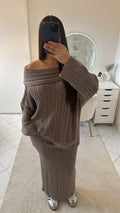 Ensemble haut et jupe taupe