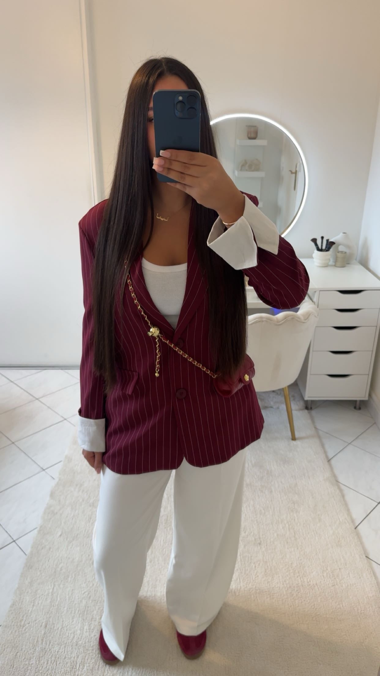 Blazer à rayure bordeaux