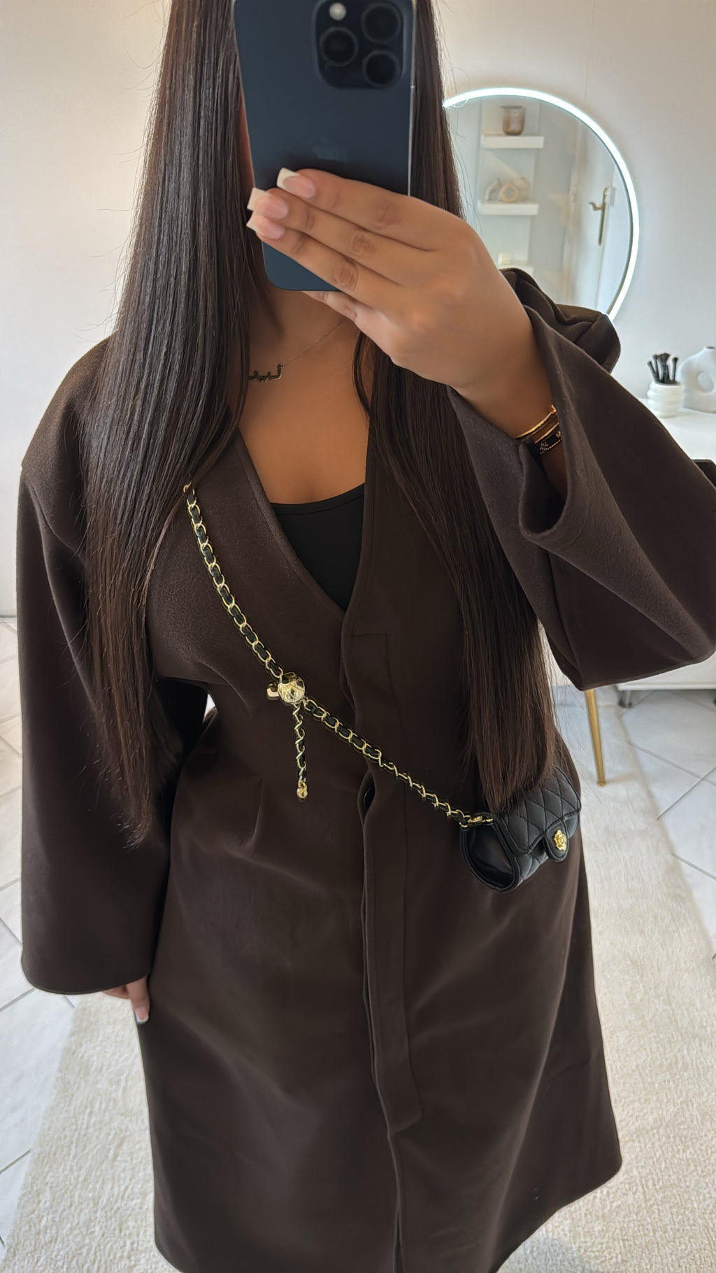 Manteau long cintré choco