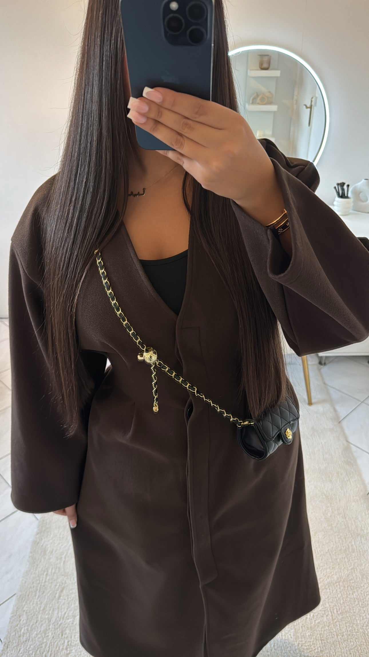 Manteau long cintré choco