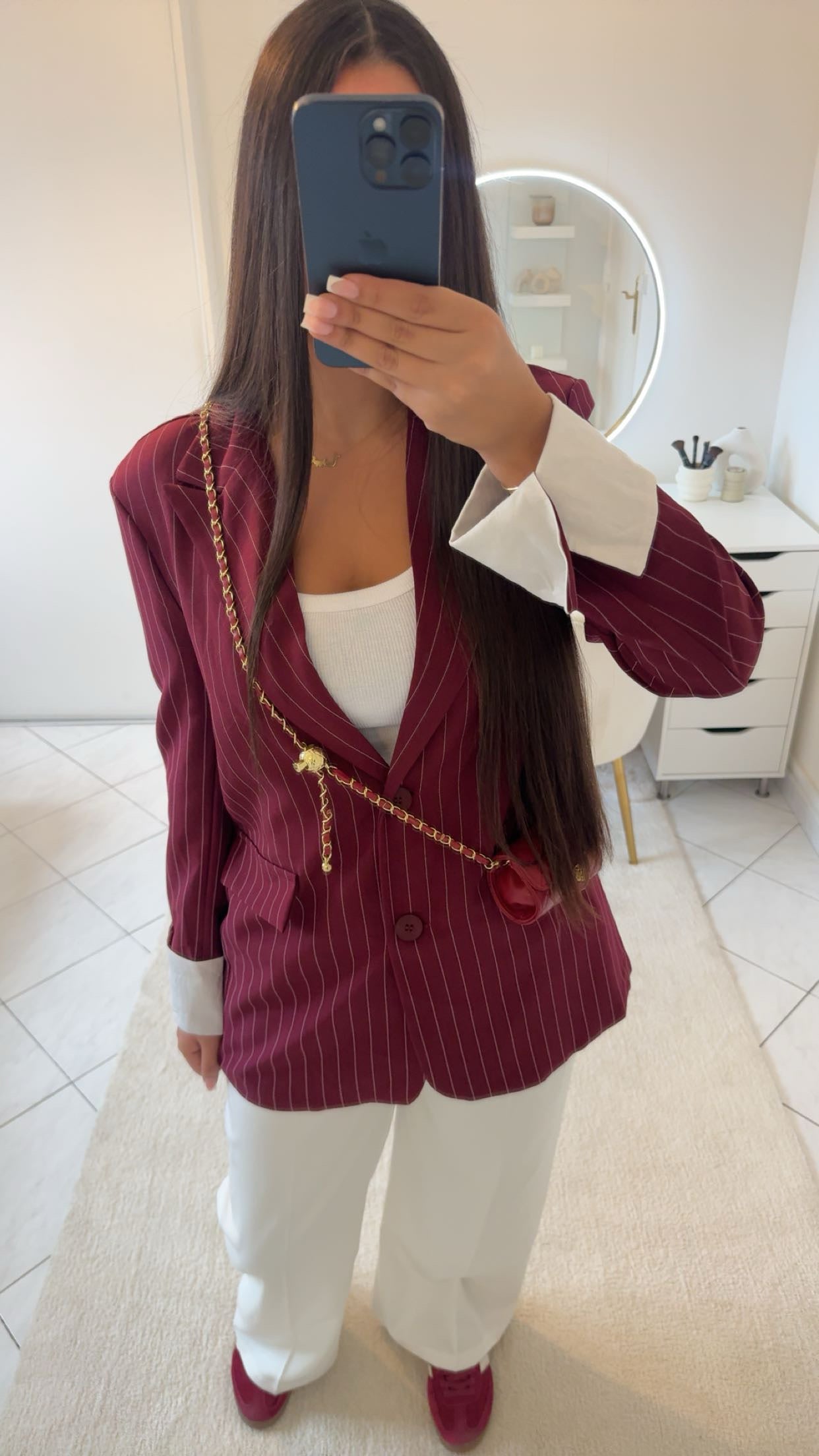 Blazer à rayure bordeaux
