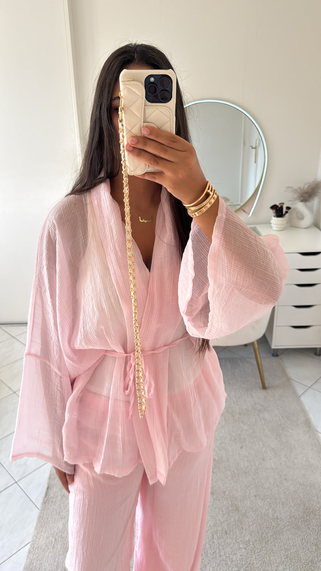 Ensemble pantalon et veste rose bb