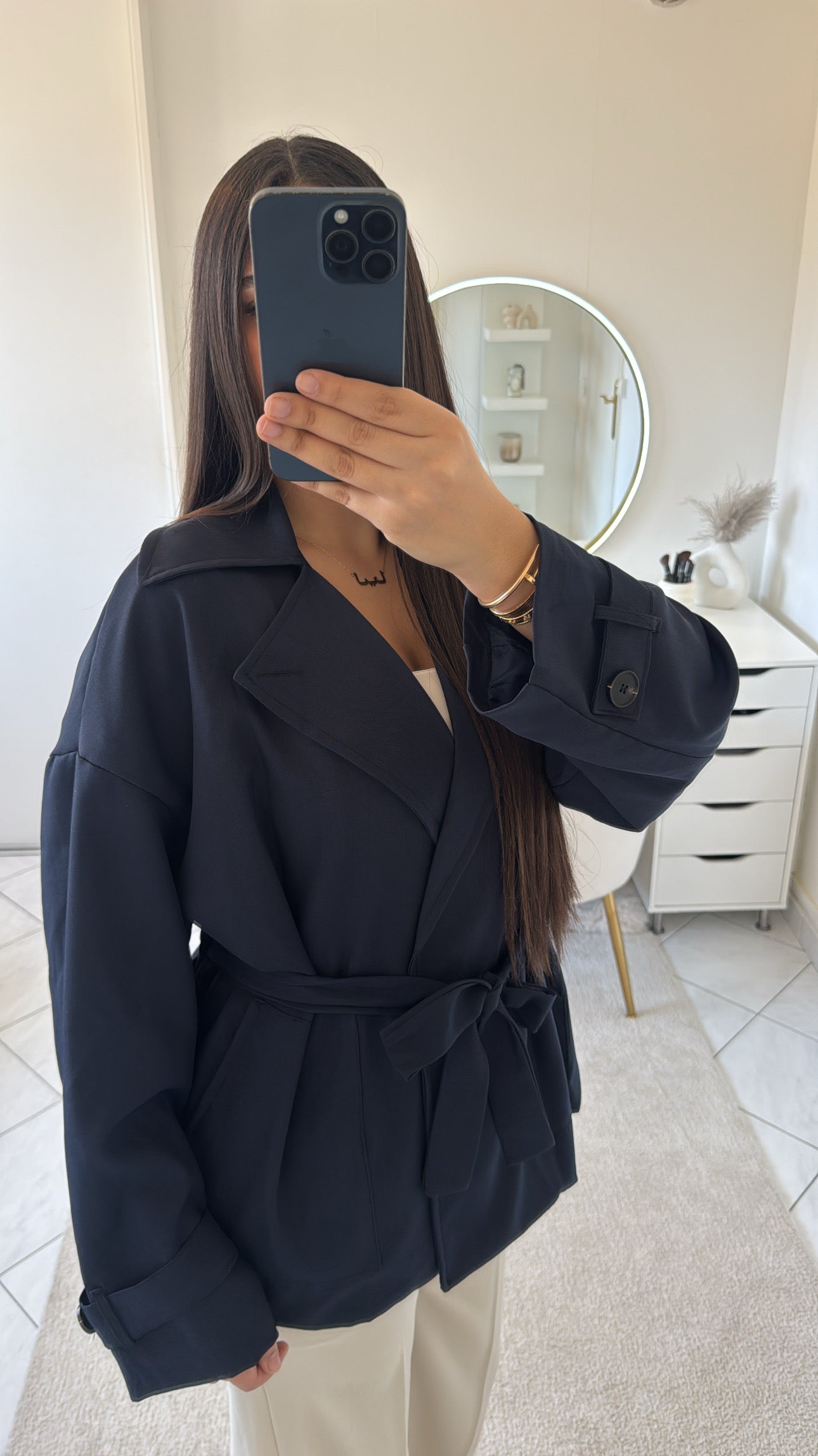 Trench court bleu marine