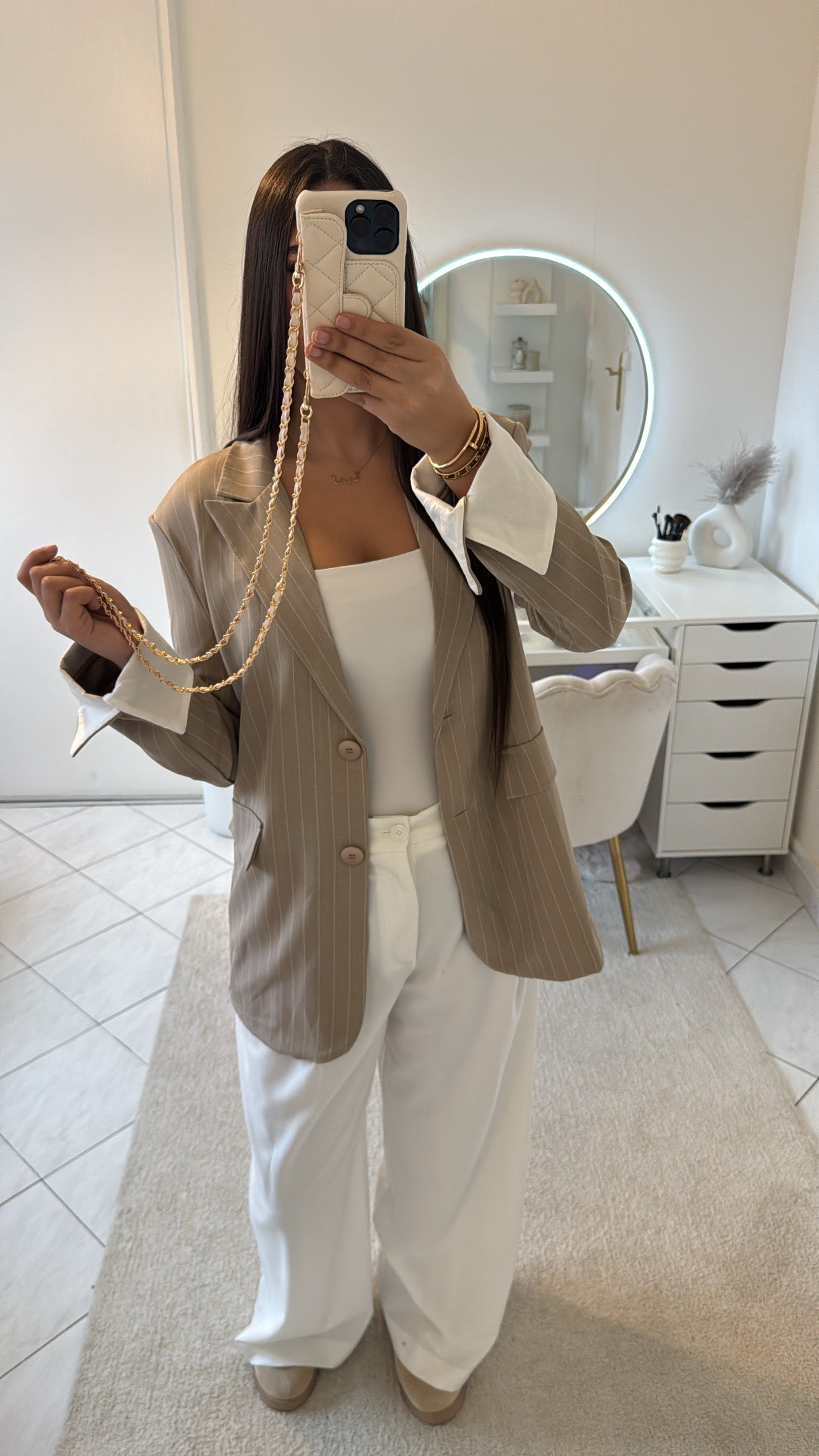 Blazer à rayure beige