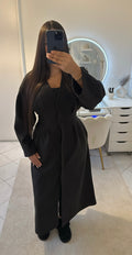 Manteau long cintré noir-gris
