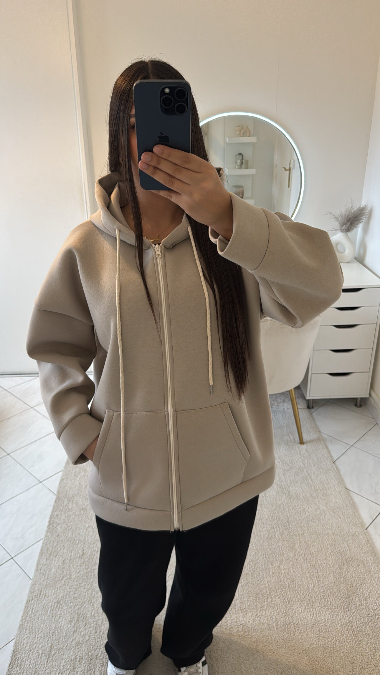 Gilet à capuche beige