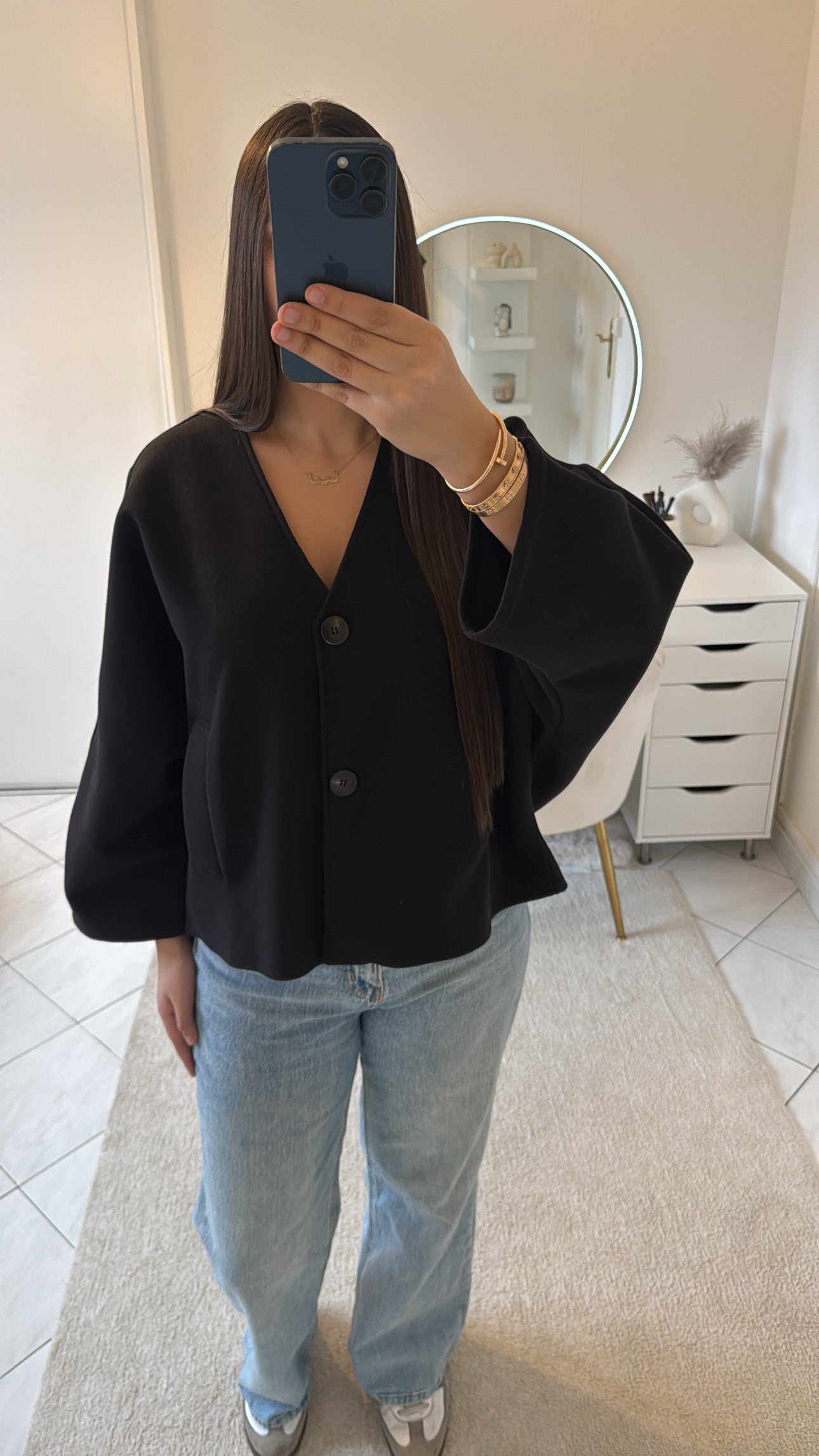 Top veste noir