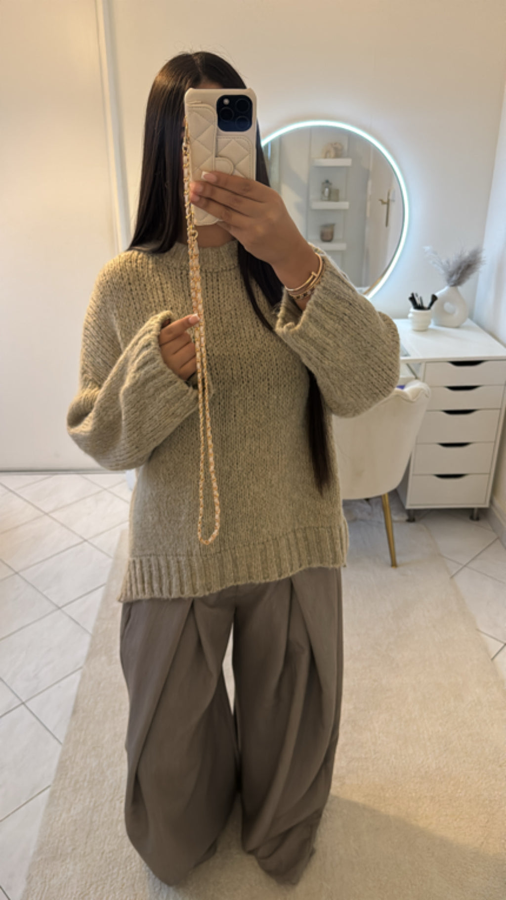 Pantalon large taupe