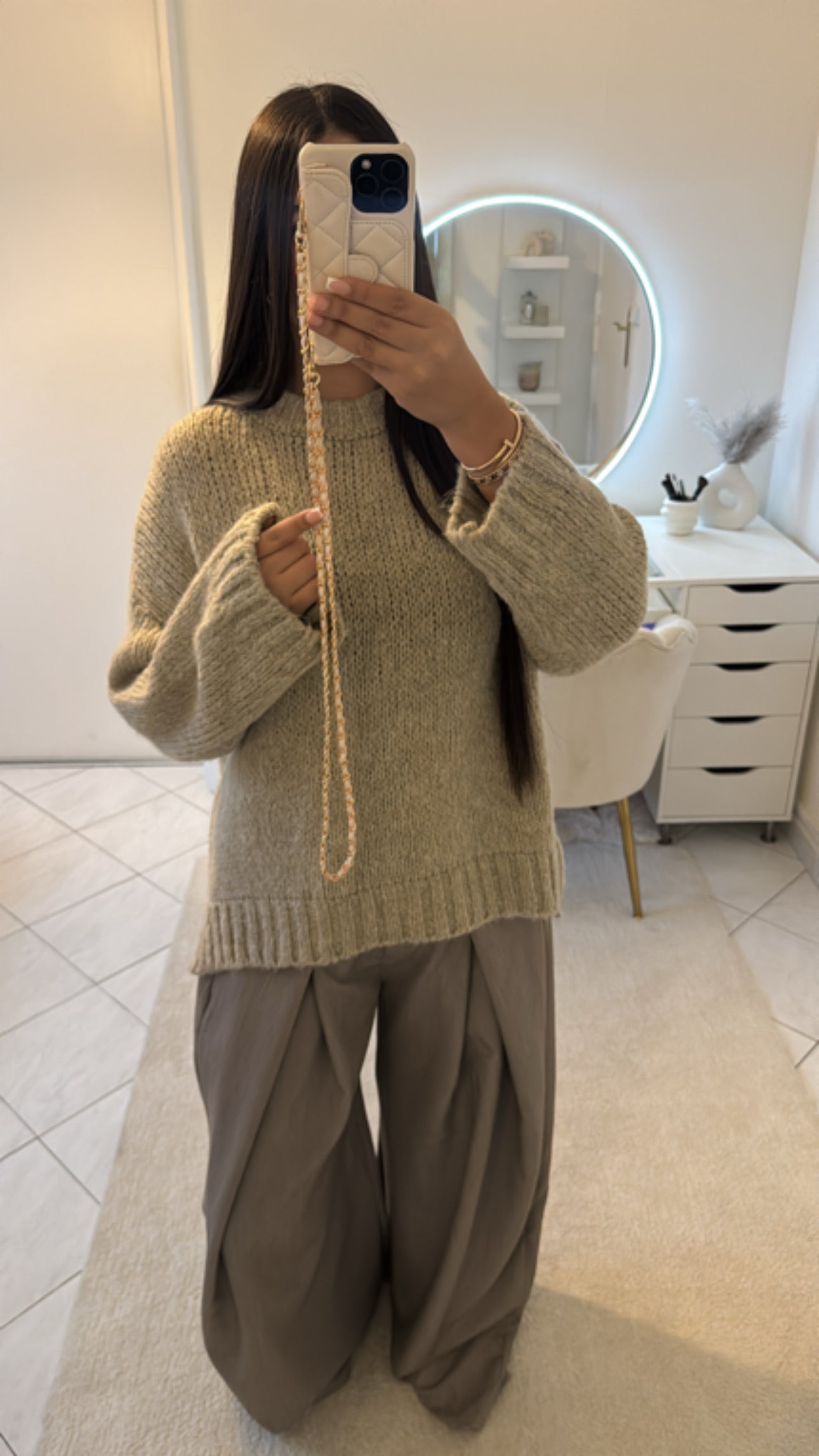 Pantalon large taupe